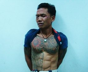 Convict Wirat Phimbut was caught and arrested after stabbing a Russian woman in Naklua.